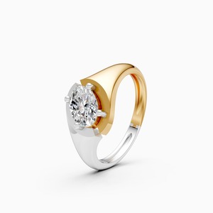 Anillo solitario clásico con diamante ovalado de 0.74 quilates cultivado en laboratorio en oro amarillo, blanco y rosa de 9 quilates. - Product Image 3