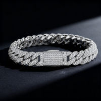 Chaîne de poignet large plaquée argent doré élégante avec diamants, bijou de luxe haut de gamme, accessoire audacieux pour hommes et femmes