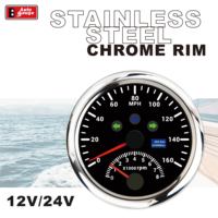 Compteur de vitesse GPS 2-en-1 noir 85 mm (3 3/8 pouces) pour voiture et bateau, avec tachymètre, indicateur de direction et odomètre, compatible course automobile, jusqu'à 160 MPH