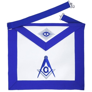 Tablier de Maître Maçon pour Loge Bleue, avec broderie G (Équerre et Compas) blanc et bleu, Régalia Maçonnique, Tabliers de Loge Cérémoniels pour Francs-Maçons, Vente en Gros - Product Image 1