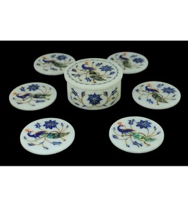 Classic Luxury Marble <b>Drink</b> <b>Coasters</b> Premium Natural Stone <b>Coaster</b> Set With Refined Finish Strong And Long Lasting Surface Ideal - Product Image 6