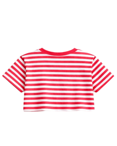 Ensemble décontracté d'été deux pièces pour femme : crop top rayé multicolore et short, taille élastique, tenue de détente, streetwear, OEM - Product Image 5