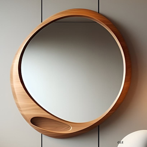 Modern Design Walnut Wood <b>Frame</b> Wall Mirror Irregular Wavy Bathroom Entryway Decorative Mirror Unique Home Decor Art - Product Image 2