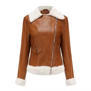 Veste en cuir véritable à la mode d'hiver conçue sur mesure pour femmes col montant et fermeture à glissière caractéristique respirante - Product Image 1