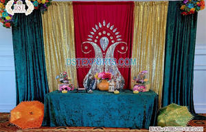 Décor de scène de nuit indien lumineux et coloré, tenjabi de mariage Mehndi & Sangeet, décoration de scène de cérémonie, rideaux colorés - Product Image 6