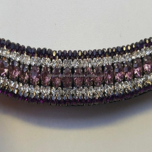 Bandeau de tête pour cheval en cuir sur mesure à cinq rangées, cristaux scintillants multicolores, strass, bandeau de tête décoratif en cuir pour l'équitation - Product Image 3