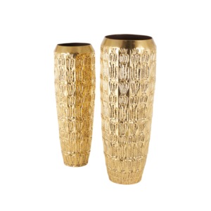 Brass Floor Vase Set Handmade Geometric Design <b>Gold</b> Finish Decorative Vases for Living Room Interior for Home Decor - Product Image 3