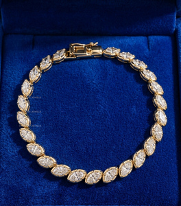 14K Yellow Solid Gold Platinum Plated Handmade Classic Style 20 Carat Lab Grown Diamond Tennis Bracelet Unisex Big Diamond <b>Party</b> - Product Image 5