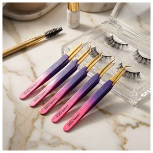 Pince à épiler pour extensions de cils à pointe en fibre, préhension de précision, isolation, 45 et 90 degrés, en acier inoxydable, outil pour volume et éventail - Product Image 6
