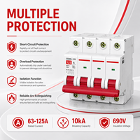 Interruptor Automático Miniatura (MCB) de Alta Corriente CDB6i-125 1P 1P+N 2P 3P 3P+N 4P 63A-125A AC230V 400V DC125V 250V 10kA para Riel DIN