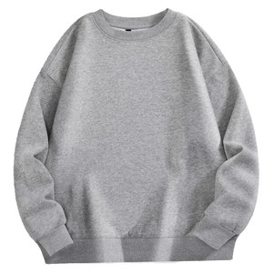 Sweat-shirt à col rond en coton 100% extensible de qualité supérieure, personnalisé avec logo, pour homme, coupe ample, couleur unie, tricoté, léger, OEM - Product Image 2