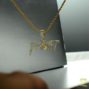 Luxury " PROFIT " <b>Name</b> Pendant Moissanite Diamond Hip Hop Chain <b>Custom</b> Letter <b>Necklace</b> Bling Jewelry For Men - Product Image 5