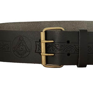 Boucle de ceinture maçonnique en laiton massif personnalisée pour tenue traditionnelle écossaise avec sangle en cuir noir véritable OEM ODM - Product Image 3