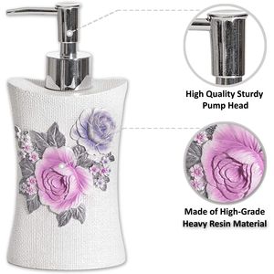 Set di Accessori da Bagno Michelle con Design Floreale, 4 Pezzi, Dispenser per Lozione, Portaspazzolino, Portasapone - Product Image 5