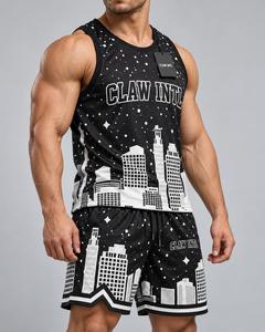 Conjunto de Uniforme de Baloncesto Unisex CLAW INTL, Negro y Blanco, Estampado Digital Urbano, Poliéster Transpirable, Uniforme para Adultos con Fusión sin Costuras - Product Image 5