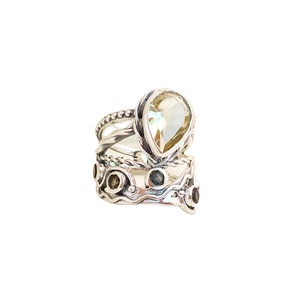Anillos informales de Plata de Ley 925 para mujer, anillos citrinos de Plata de Ley 925 para mujer, anillos de plata 925 con dedo de flores para mujer - Product Image 1