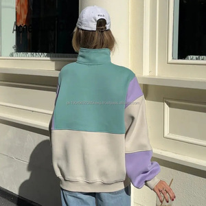 Ropa Femenina Europea y Americana, Sudadera Retro Vintage de Manga Larga con Bloques de Color en Contraste, Sudadera con Capucha para Mujer - Product Image 3