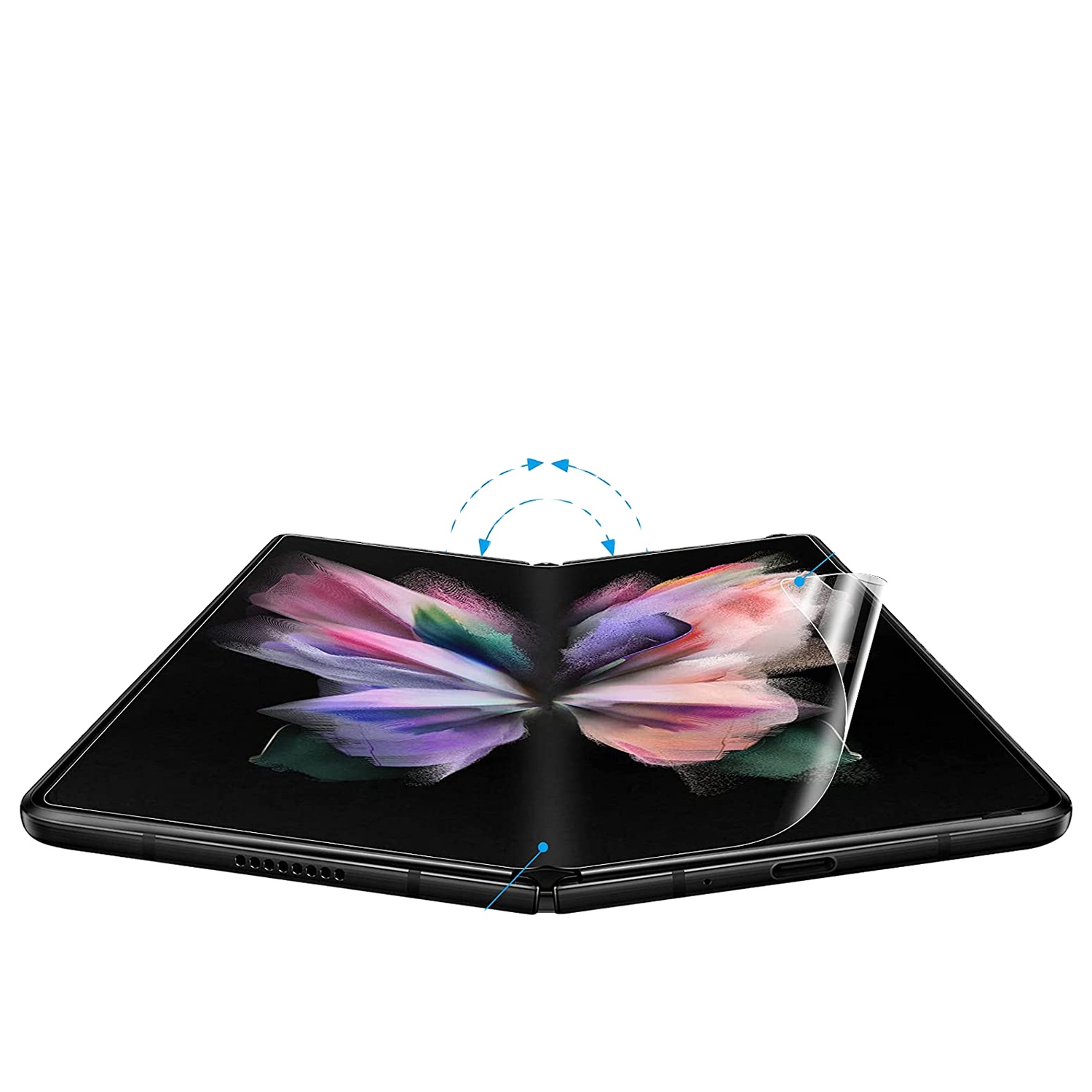 Складной самовосстанавливающийся чехол с полным покрытием и разблокировкой по отпечатку пальца, нанозащита экрана из ТПУ с изогнутыми краями для Samsung Galaxy Z Flip 3 2 1 5G