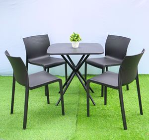 All-Weather Square Perforated Resin Bistro <b>Table</b> MN04 Metal Frame | Heavy-Duty Anti-Slip Modern <b>Outdoor</b> Cafe Desk 1-Year - Product Image 4