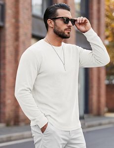 Custom Men Thermal <b>Undershirt</b> <b>Long</b> <b>Sleeve</b> Waffle Base Layer OEM Bulk Wholesale - Product Image 5