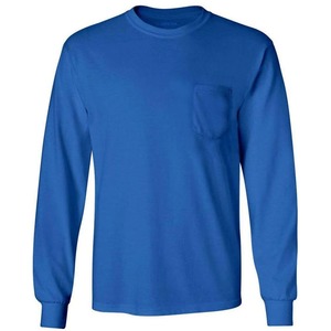 T-shirt personnalisé à manches longues pour homme avec poche, en coton premium, col rond, décontracté, pour le travail, OEM ODM, vente en gros de vêtements - Product Image 6