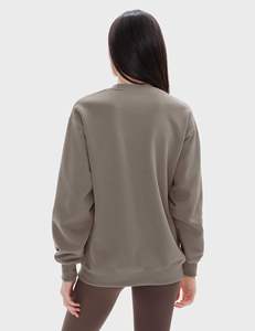 Sudadera Extra Grande para Mujer, Cuello Redondo, Color Sólido, Manga Larga, Hombros Caídos, Tejido de Algodón y Fibra de Bambú, Ecológica e Impermeable - Product Image 2