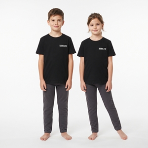 Camiseta Negra de Alta Calidad para Niños Unisex, Impresión de Logotipo Personalizada, Cuello Redondo, Manga Corta, Corte Regular, Transpirable, Informal - Product Image 2