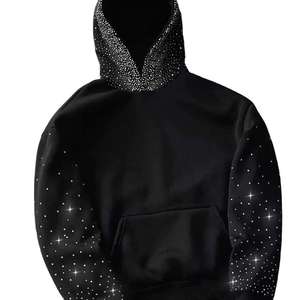 Custom Unisex Streetwear Cotton Graphic Acid wash Oversized Rhinestones Faded Distressed Zip up <b>Hoodie</b> - Product Image 5
