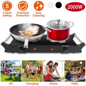 Portable Electric Dual Burner Hot Plate Stove 2000W Coil Heating 5 Temperature Adjustments for RV <b>Camping</b> & Countertop Use - Product Image 1