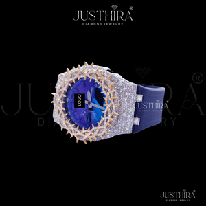 <span class=keywords><strong>Reloj</strong></span> Deportivo de Lujo Justhira Unisex con Moissanita VVS Personalizada, Resistente al Agua 3BAR, Correa de Cuero Azul, Precio de Fábrica - Product Image 3