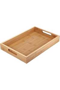 Plateau à dessert en bois avec poignée, plateau alimentaire rustique en bois antique avec poignées, plateau de rangement en bois pas cher d'Inde - Product Image 3