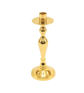 Modern Designer Gold Metal Candle <b>Stand</b> with <b>Crystal</b> Clear Glass Shade for Premium Tabletop Styling - Product Image 6