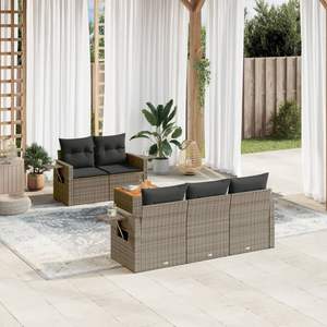 Conjunto de Sofá de Jardín de Ratán PE Gris con Reposabrazos Ajustables Grandes, Cómodo y Elegante - Product Image 1