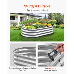 Fioriera Ovale Rialzata da Esterno Grande 4 x 2 x 1 piedi, Zincata con Fondo Aperto, Vaso per Fiori e Piante - Product Image 3