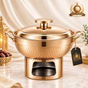 Hammered Gold Casserole Serving <b>Pot</b> With Lid Luxury Hotel Restaurant Buffet Tableware Insulated Food Warmer Kitchen Cookware - Product Image 3