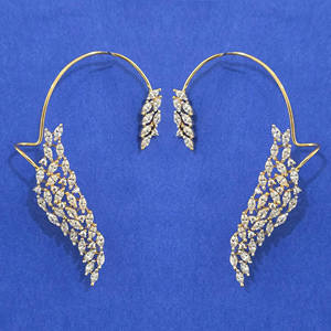 Handmade <b>Jewellery</b> Wholesalers in India American Diamond Earcuf with Rhodium Plating 2 Tone Plating Mehndi Plating 444805 - Product Image 2