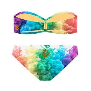Đầy Màu Sắc Băng Tóc Swimwear Bikini Cầu Vồng Màu Sắc Beachwear Mặt Trời Bảo Vệ 2 Cái Bikini Nóng Sexy Khỏa Thân Modals Mặc Mini Bikini - Product Image 2