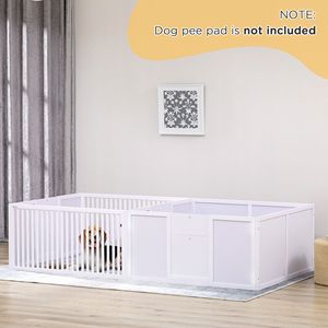 Cuccia per Cani in Legno con Ingresso Regolabile, Grande Recinto per Cuccioli 206 x 99 x 51 cm, Bianca, Casetta per Parto Cuccioli - Product Image 2