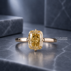 Anillo de Compromiso con Diamante Amarillo Corte Cojín, Cultivado en Laboratorio, Plata de Ley S925, Chapado en Oro Amarillo, Anillo de Boda, 2.23CT - Product Image 1