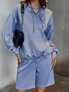 High Quality <b>Women's</b> Clothing <b>Long</b> Sleeve Hoodie & <b>Shorts</b> In Low MOQ Superior Quality Loose Fitted <b>Shorts</b> Sets For <b>Women</b> - Product Image 4