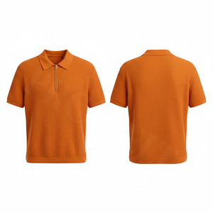 Chemise respirante à séchage rapide de qualité supérieure avec fermeture éclair sur le devant, en coton tricoté élégant à manches courtes, décontractée, confortable, imprimée et personnalisable - Product Image 4
