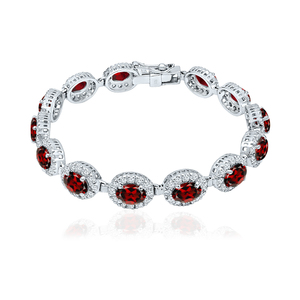 Rhaya Jewels Trendy Oval Rhodium Plated Sterling Silver Tennis <b>Bracelet</b> Wedding Engagement Party Unisex - Product Image 1