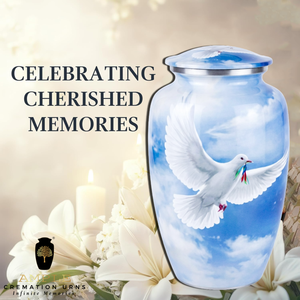 Heavenly bird European Style Memorial <b>Urn</b> for Ashes Blue Sky Design Adult Size <b>Large</b> Eco-Friendly & Durable - Product Image 6
