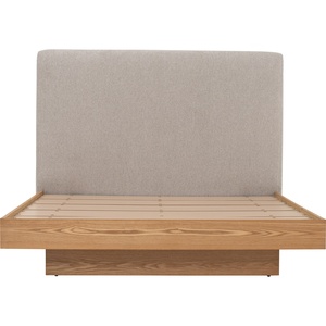 Cadre de lit rembourré moderne, lit plateforme en bois, tête de lit en tissu, mobilier de chambre pour hôtel et villa - Product Image 4