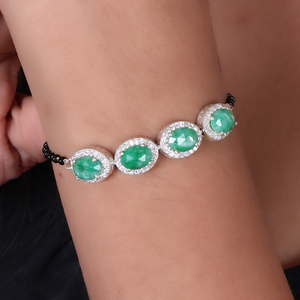 Wholesale 925 Sterling Silver Emerald <b>Bracelet</b> Tennis for Women Gemstone Trendy Adjustable Women's Gift Party Bloomian Jewelry - Product Image 2