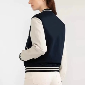 High Quality Women Varsity <b>Jacket</b> Custom Wool Blend <b>Leather</b> Sleeve College Letterman Coat OEM ODM Sample Service - Product Image 4