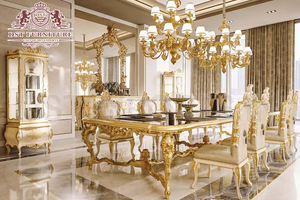 Ensemble de table à manger de style italien classique royal en bois de teck sculpté pour meubles de salle à manger - Product Image 3