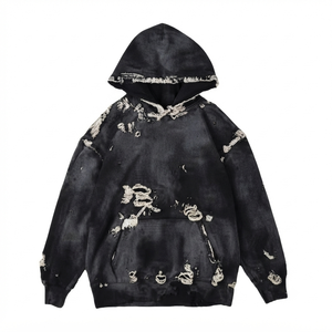 Hoodie polaire vintage grande taille pour homme, personnalisable, double couche, délavé à l'acide, effet soleil, vieilli, doublure à carreaux, par Gold Manufacturer - Product Image 1