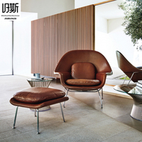 Ensemble chaise et ottoman Wabi-Sabi beige, coussin ergonomique et pieds antidérapants, fauteuil confortable pour Airbnb et coin lecture