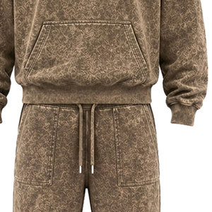 Conjunto Deportivo para Hombre, Lavado Ácido, Color Marrón, 100% Algodón, 480 gsm, Alta Calidad, con Pedrería, Pantalones Largos con Cordón Ajustable, Ropa Casual - Product Image 6